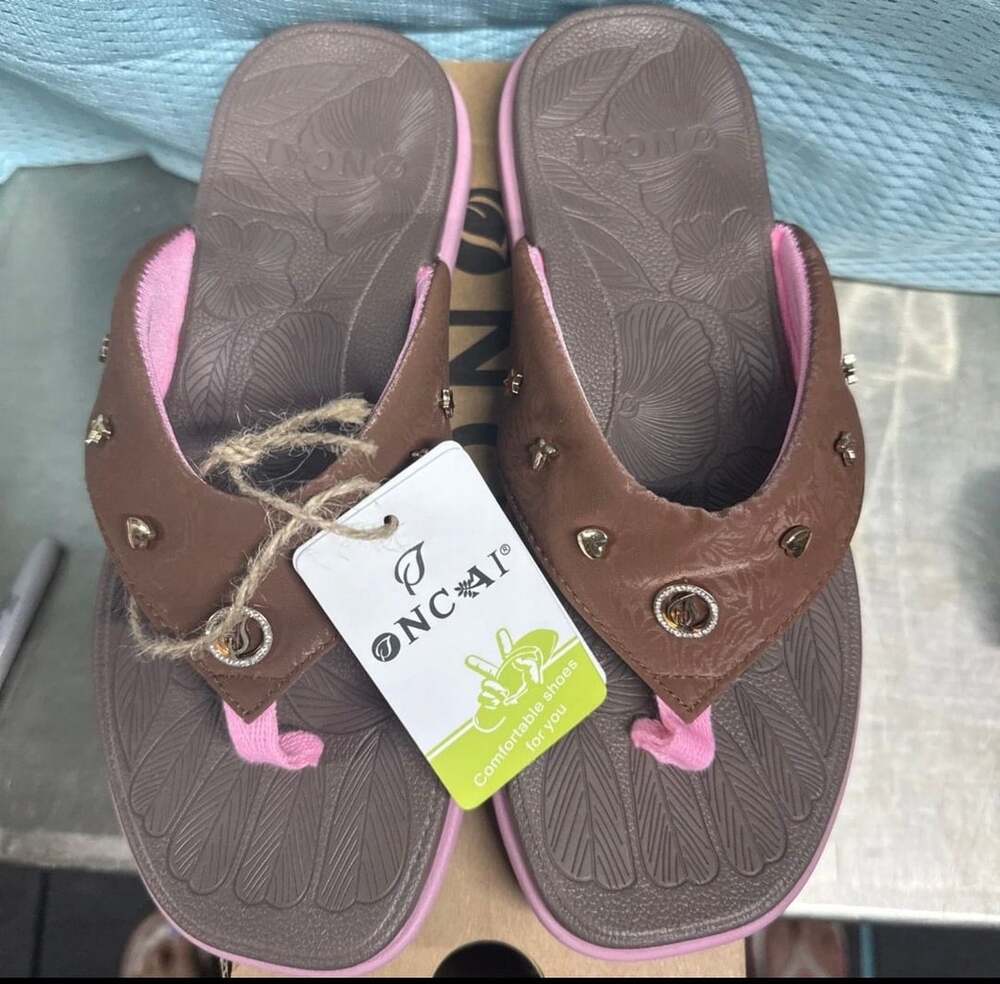 Oncai Women Size 8.5 Brown Pink Orthopedic Flip Flops